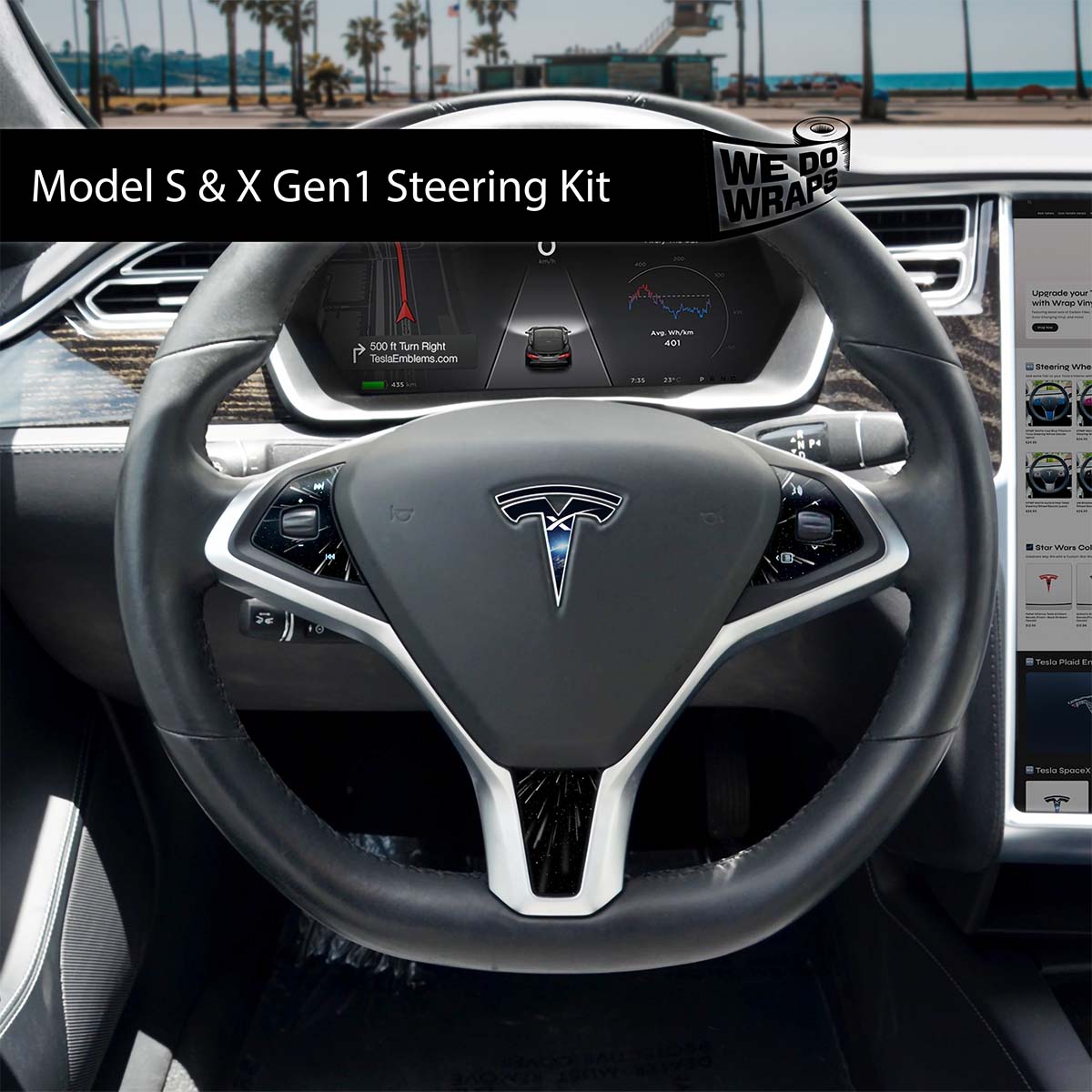 SpaceX Tesla Steering Wheel Wrap | Model X