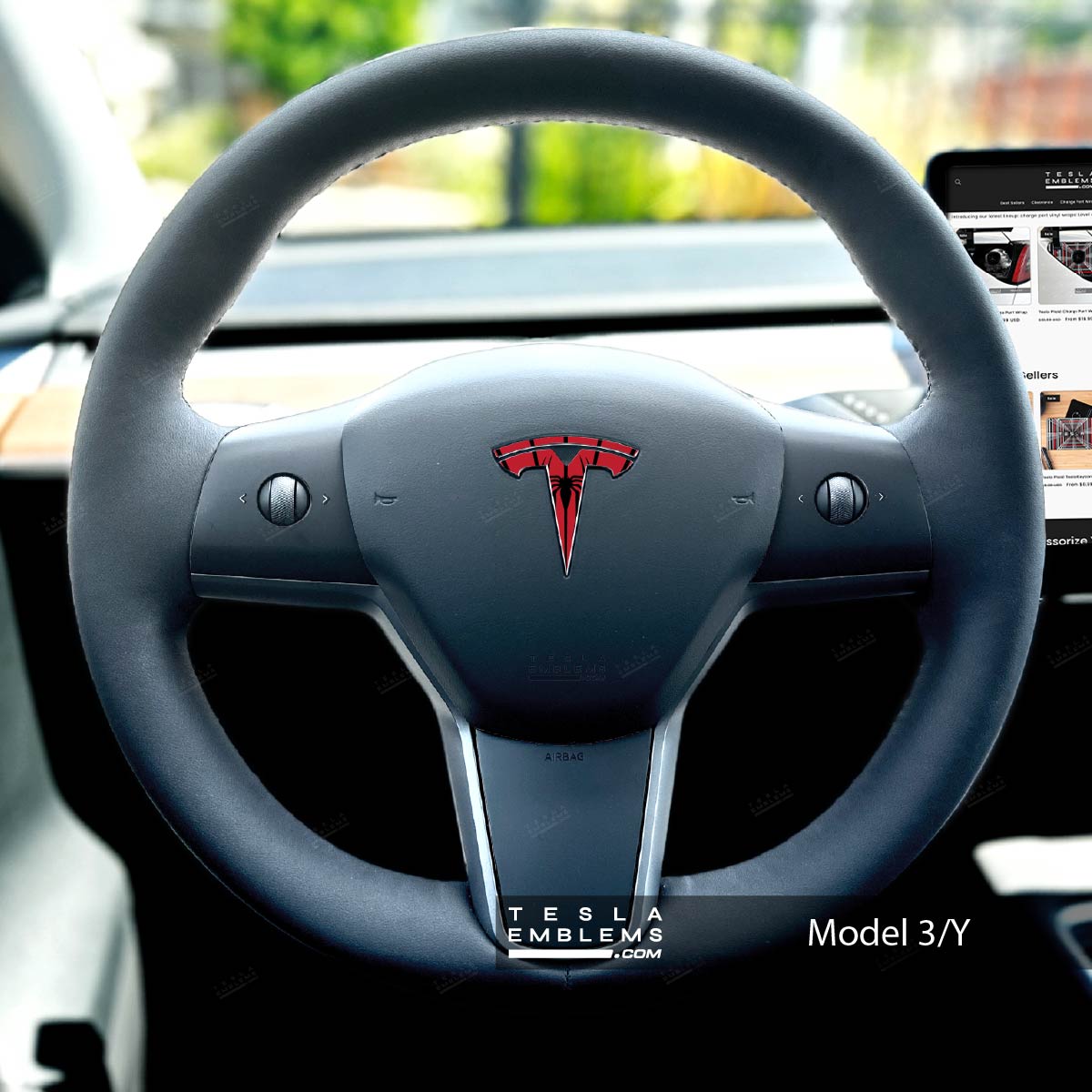 Spider-Man Tesla Steering Wheel Emblem Decal | Model Y
