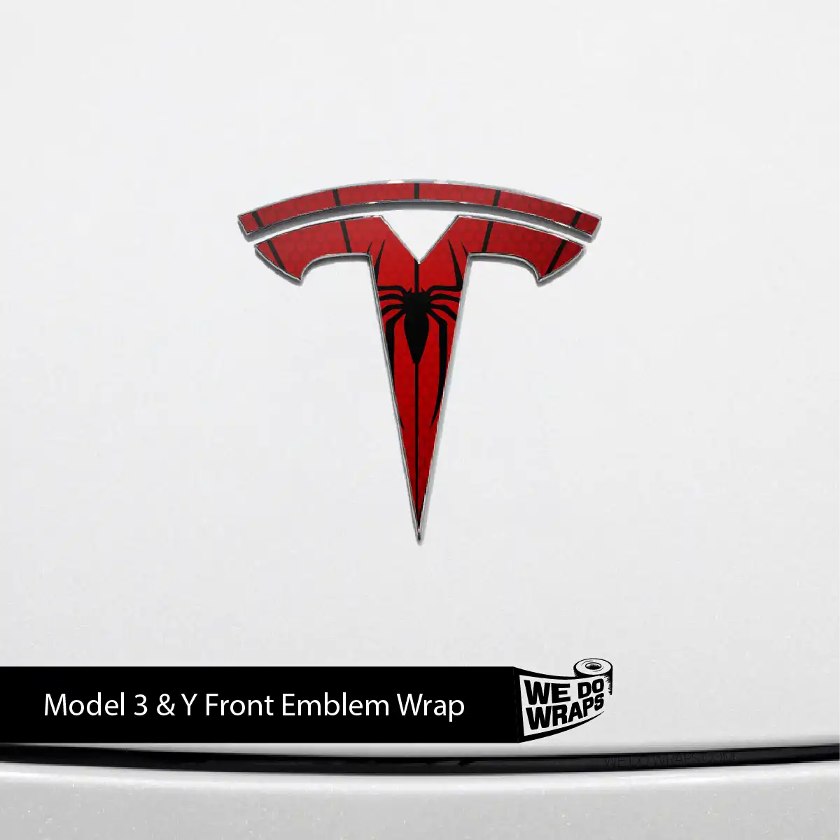 Spidey Senses Tesla Emblem Decals (Front + Back) | Model 3
