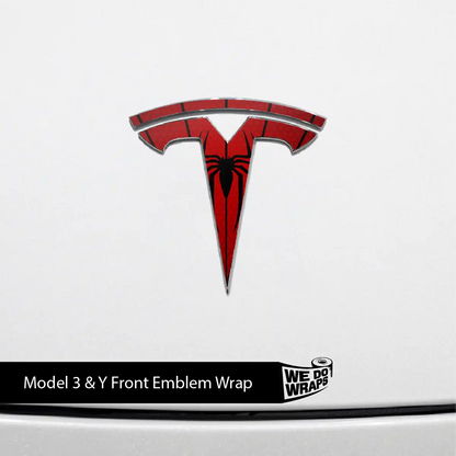 Spidey Senses Tesla Emblem Decals (Front + Back) | Model 3