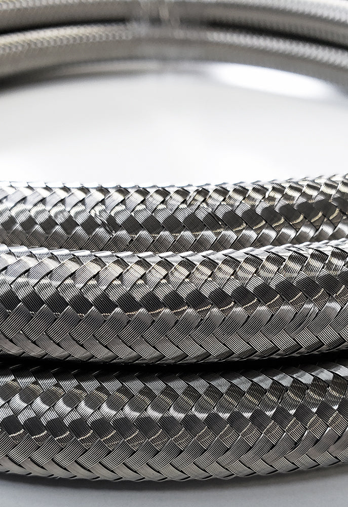 -8AN Stainless Steel Braided Flex Hose with Reinforced Rubber Liner - 5 Foot Length