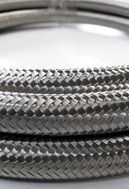-8AN Stainless Steel Braided Flex Hose with Reinforced Rubber Liner - 5 Foot Length