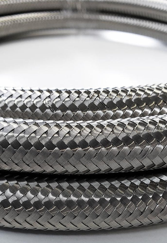 -10AN Stainless Steel Braided Flex Hose with Reinforced Rubber Liner - 10 Foot Length