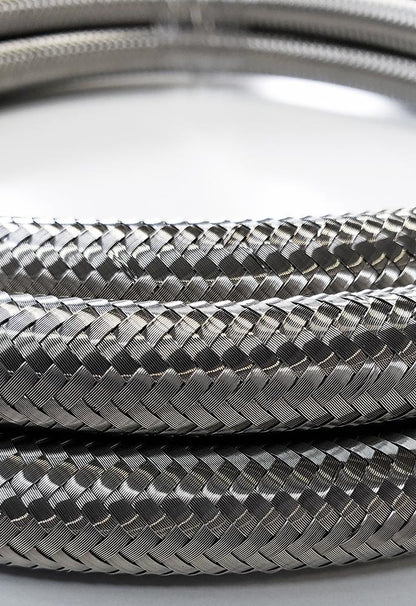 -20AN Stainless Steel Braided Flex Hose with Reinforced Rubber Liner - 10 Foot Length