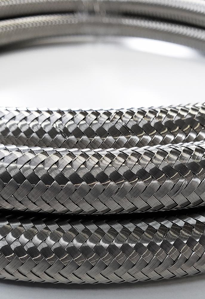 -8AN Stainless Steel Braided Flex Hose with Reinforced Rubber Liner - 50 Foot Length