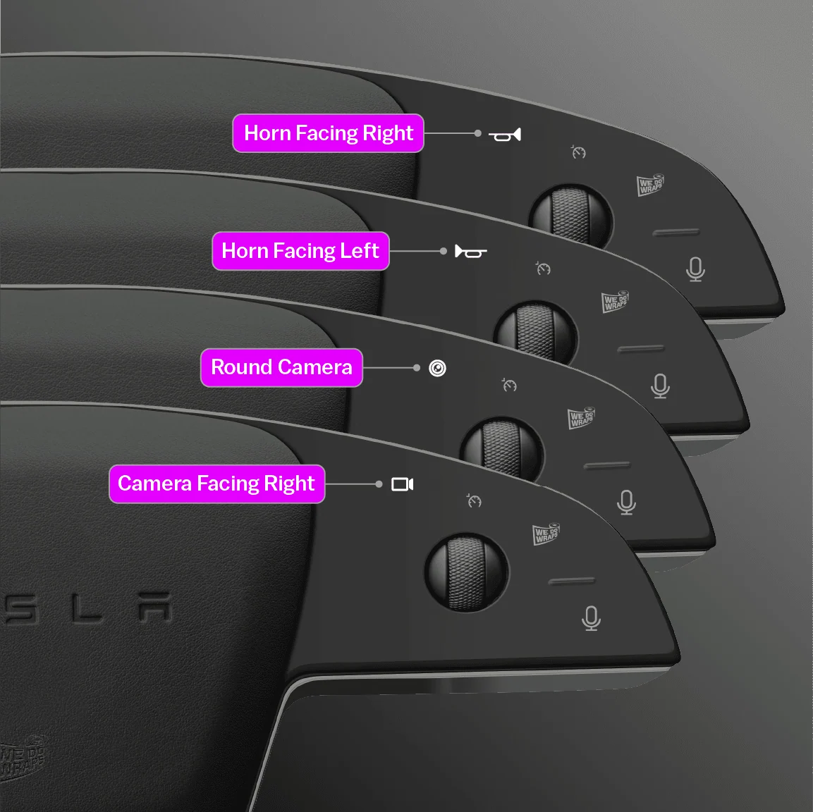 Midnight Bloom Tesla Steering Wheel Trim Decal Kit (3pcs) | Model X ’21-26