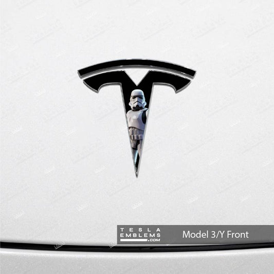 Storm Trooper Tesla Emblem Decals (Front + Back) | Model Y