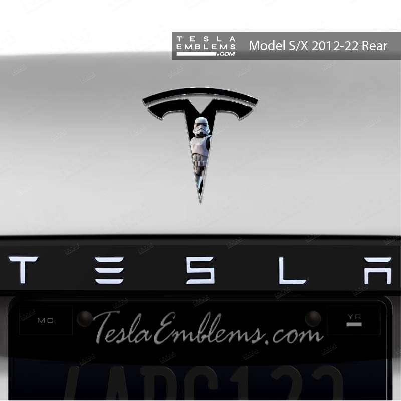 Storm Trooper Tesla Emblem Decals (Front + Back) | Model S