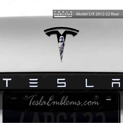Storm Trooper Tesla Emblem Decals (Front + Back) | Model S