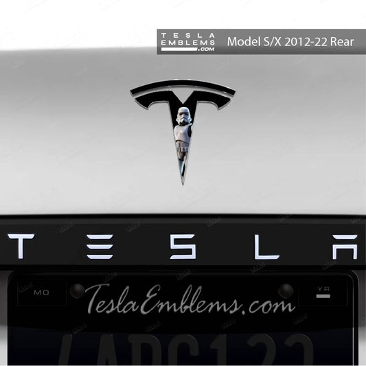 Storm Trooper Tesla Emblem Decals (Front + Back) | Model S
