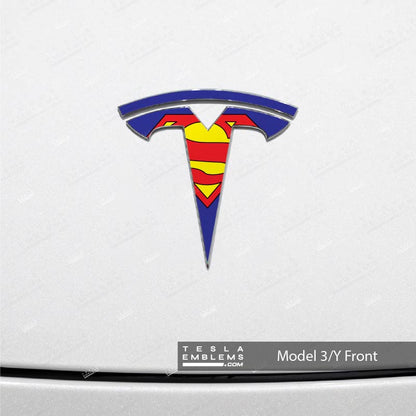 Superman Tesla Emblem Decals (Front + Back) | Model 3