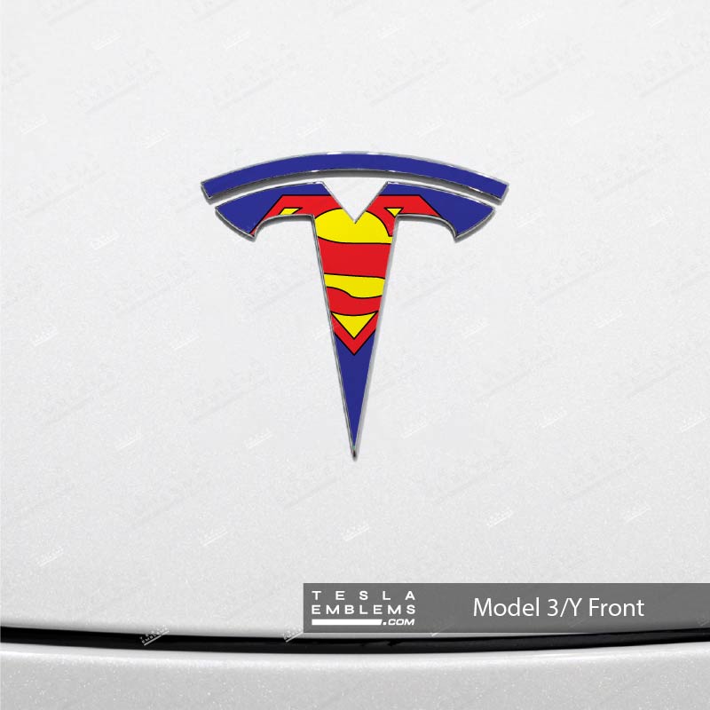 Superman Tesla Emblem Decals (Front + Back) | Model Y
