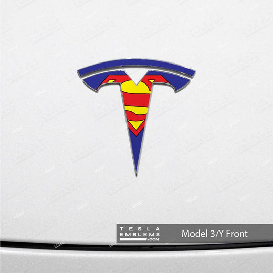 Superman Tesla Emblem Decals (Front + Back) | Model Y
