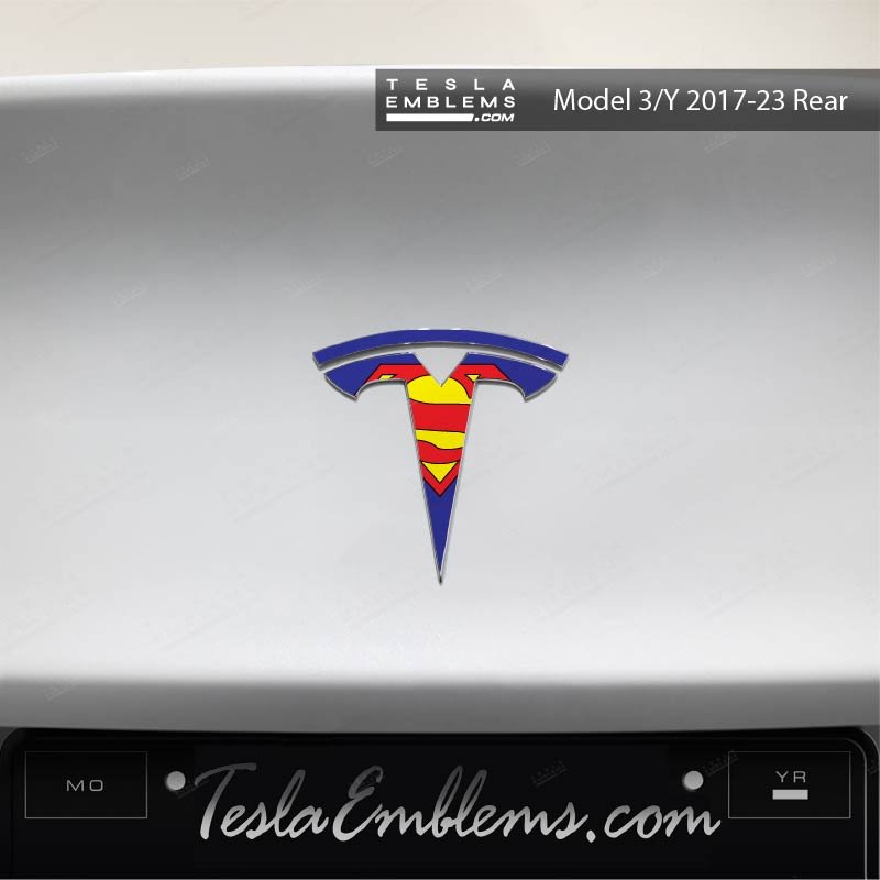 Superman Tesla Emblem Decals (Front + Back) | Model 3