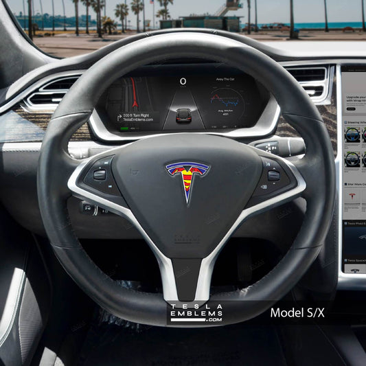 Superman Tesla Steering Wheel Emblem Decal | Model S