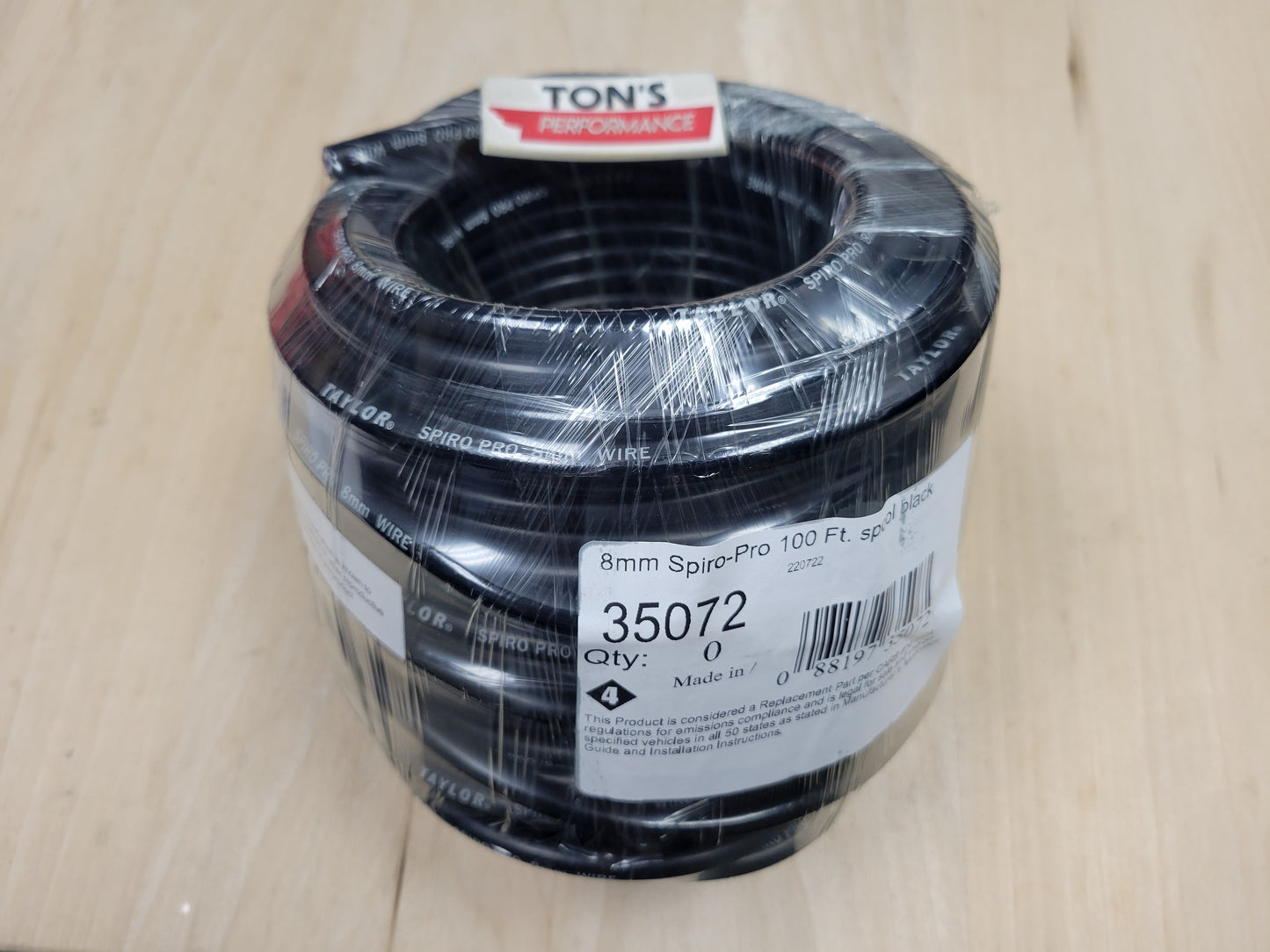 Taylor 8mm Spiro-Pro 100% Silicone Spark Plug wire 100 ft spool