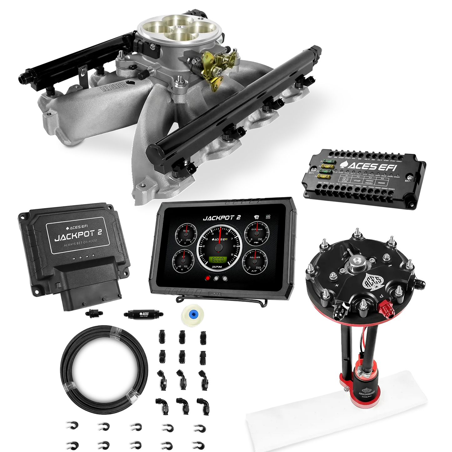 Jackpot 2 LS EFI System - Master Kit with Tank Conversion Pump Module with Internal Regulator + 20' PTFE Hose Kit