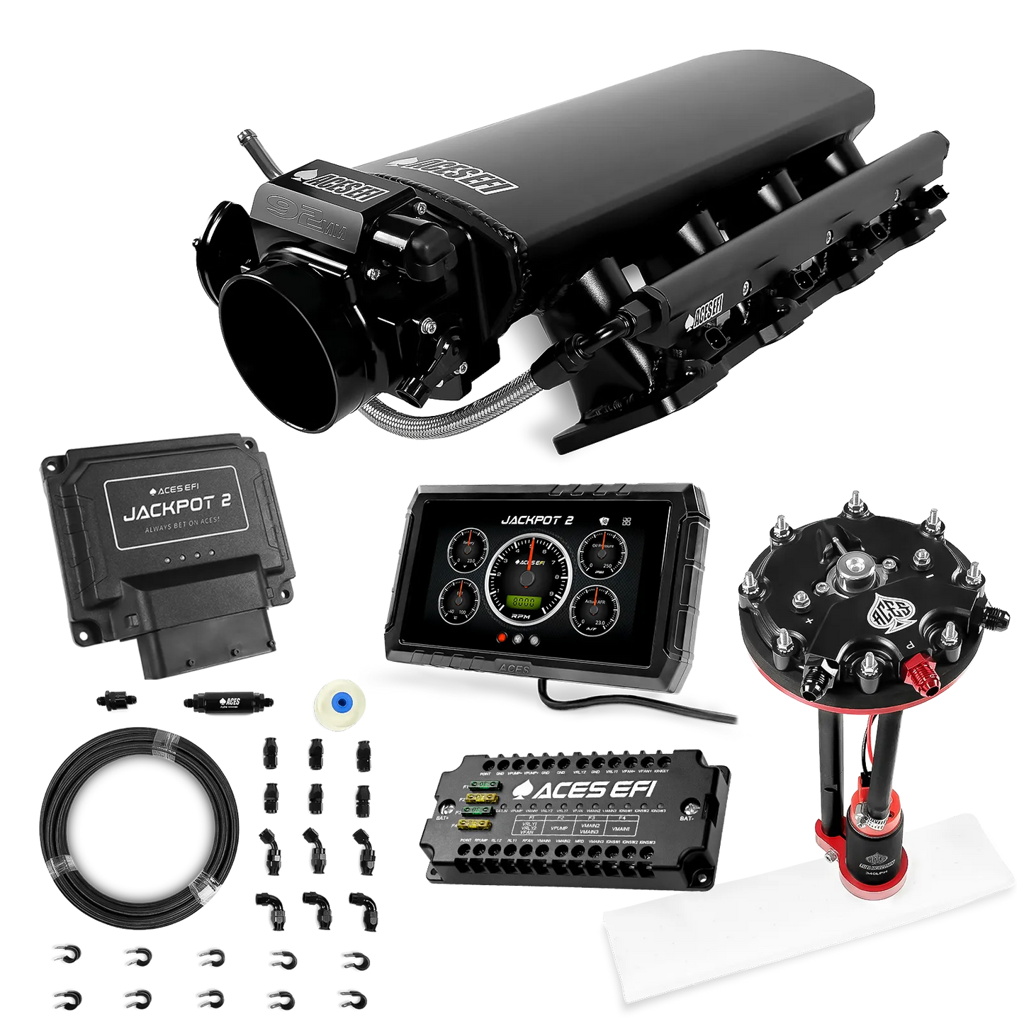 Jackpot 2 LS EFI System - Master Kit with Tank Conversion Pump Module with Internal Regulator + 20' PTFE Hose Kit