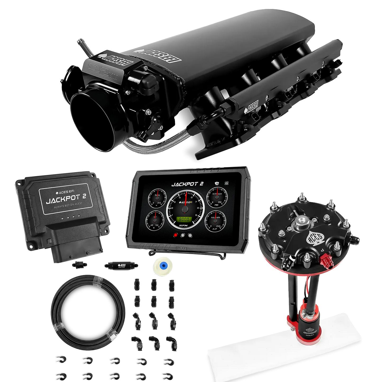 Jackpot 2 LS EFI System - Master Kit with Tank Conversion Pump Module with Internal Regulator + 20' PTFE Hose Kit