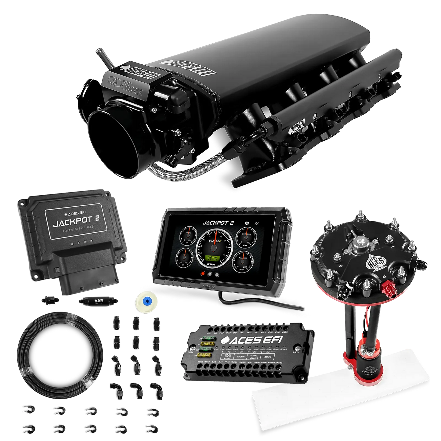 Jackpot 2 LS EFI System - Master Kit with Tank Conversion Pump Module with Internal Regulator + 20' PTFE Hose Kit