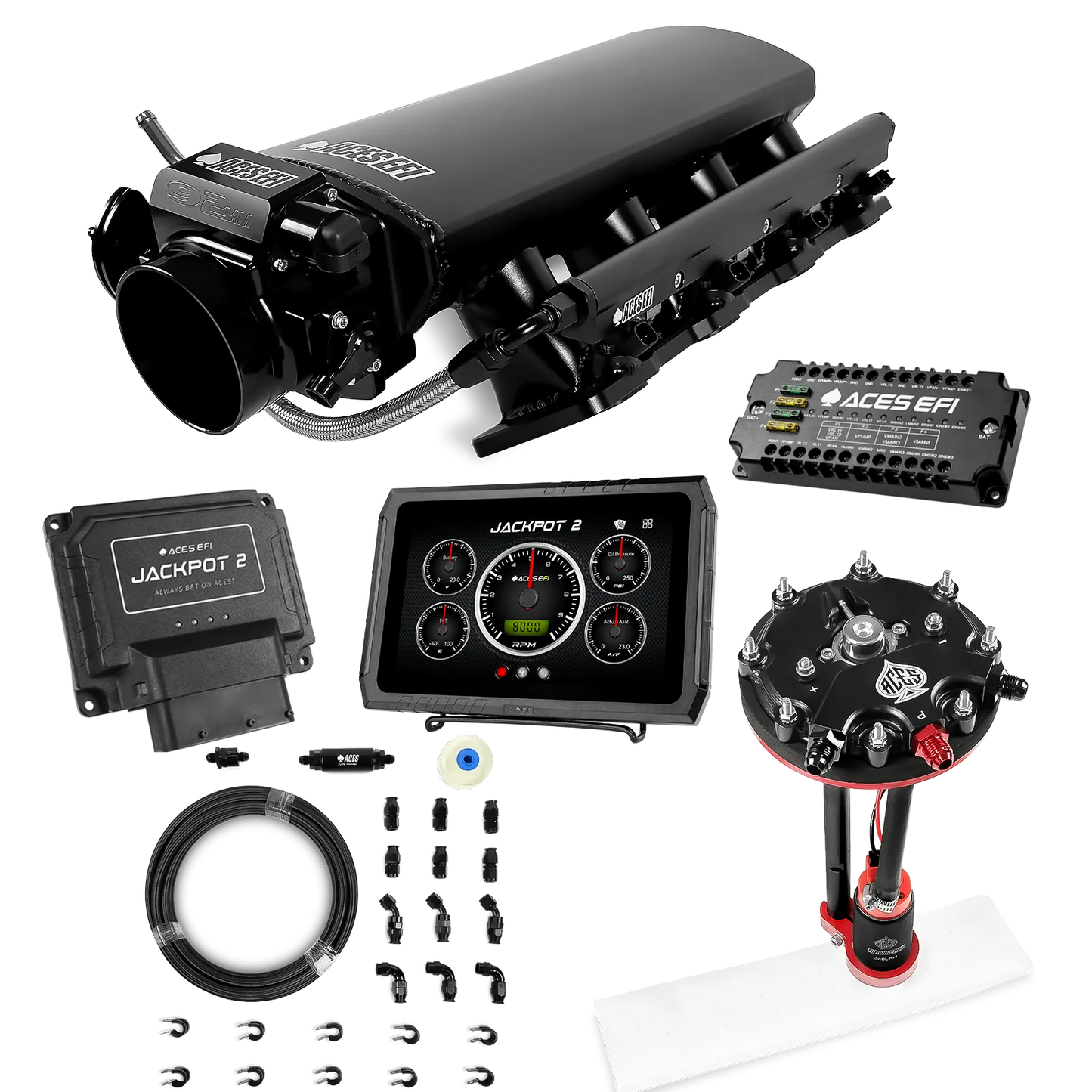 Jackpot 2 LS EFI System - Master Kit with Tank Conversion Pump Module with Internal Regulator + 20' PTFE Hose Kit