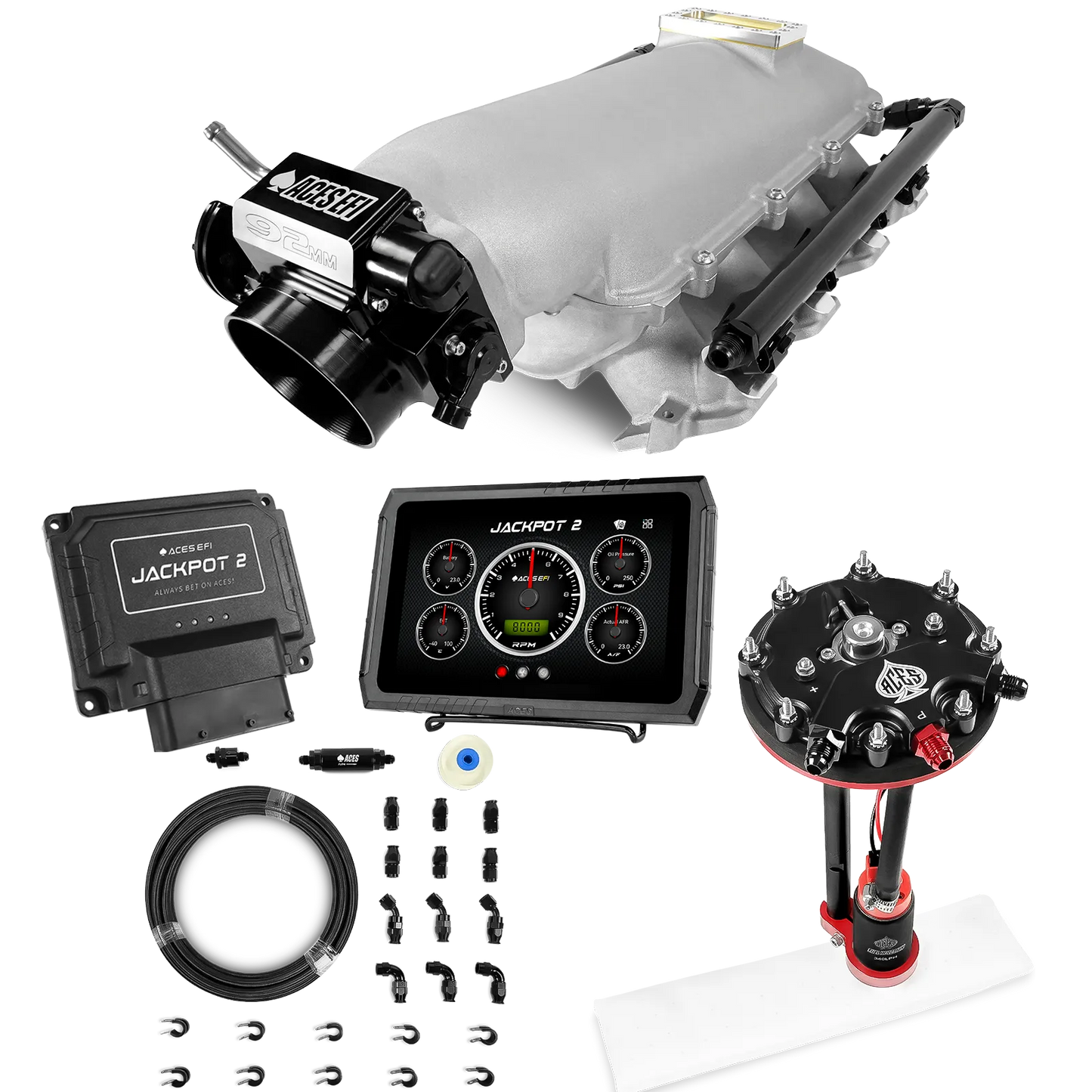 Jackpot 2 LS EFI System - Master Kit with Tank Conversion Pump Module with Internal Regulator + 20' PTFE Hose Kit