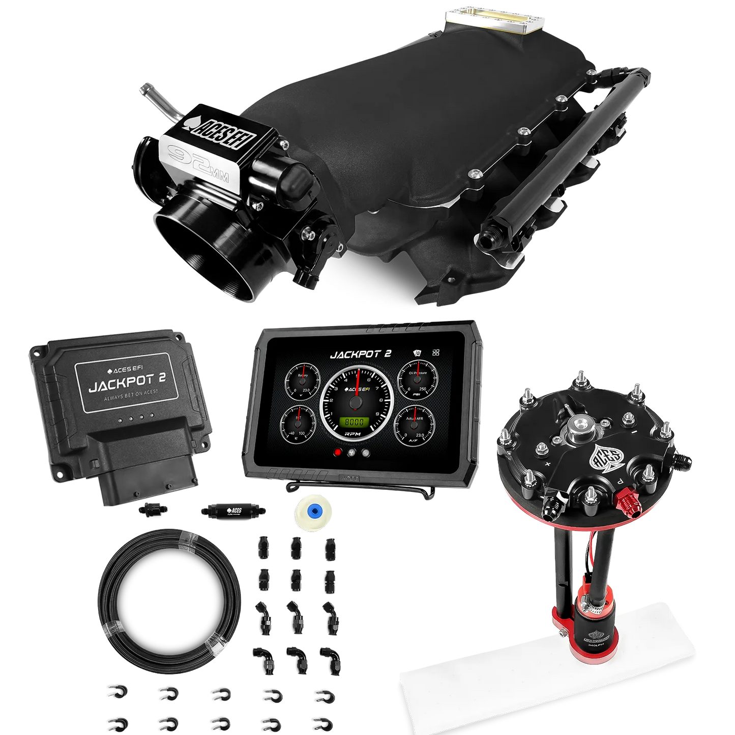 Jackpot 2 LS EFI System - Master Kit with Tank Conversion Pump Module with Internal Regulator + 20' PTFE Hose Kit