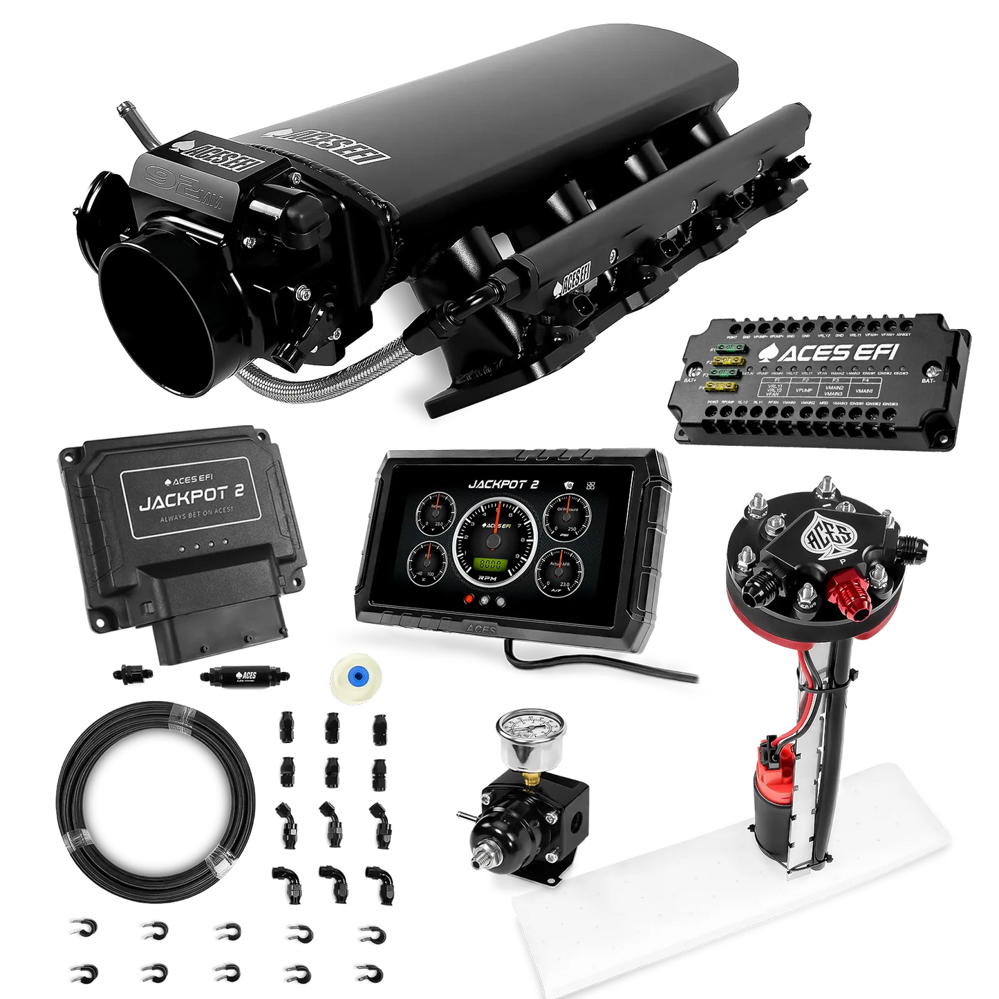 Jackpot 2 LS EFI System - Master Kit with Tight Fit In-Tank Pump Module + 40' PTFE Hose Kit