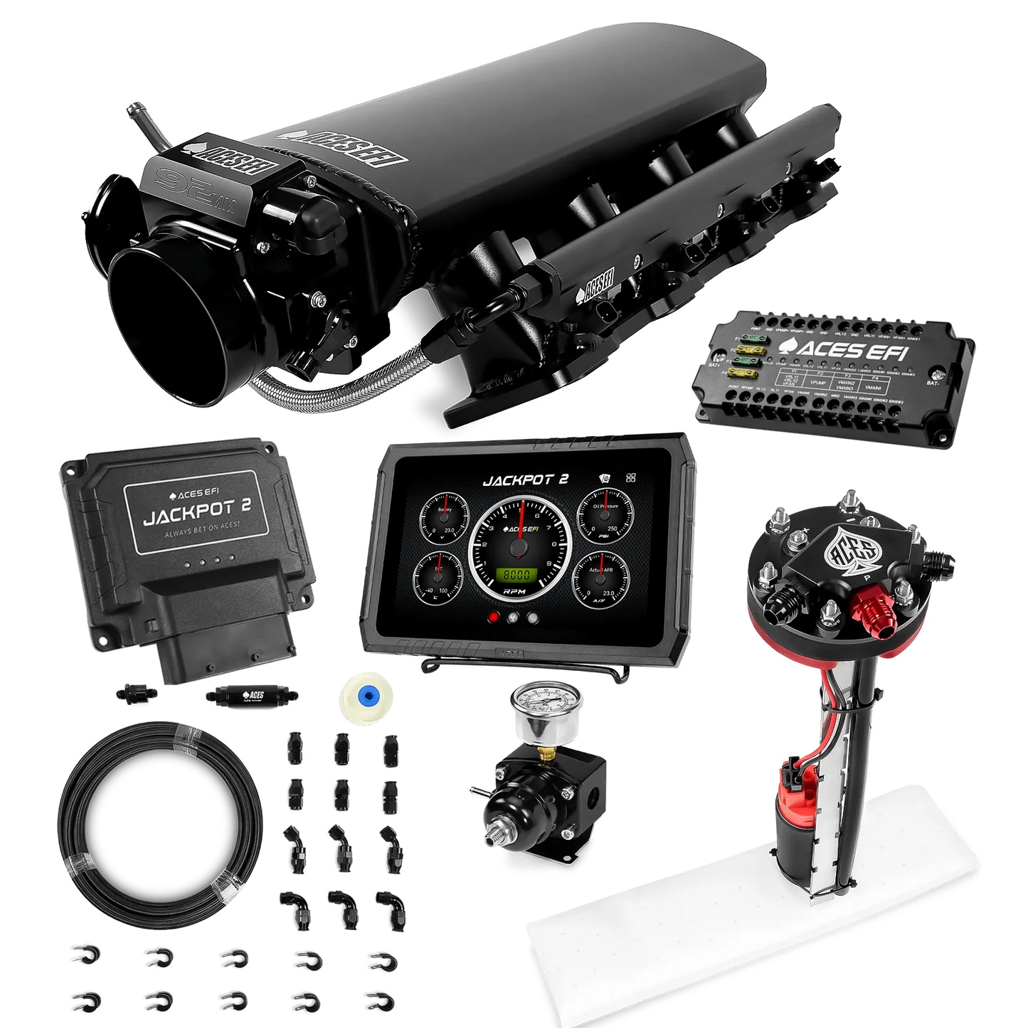 Jackpot 2 LS EFI System - Master Kit with Tight Fit In-Tank Pump Module + 40' PTFE Hose Kit