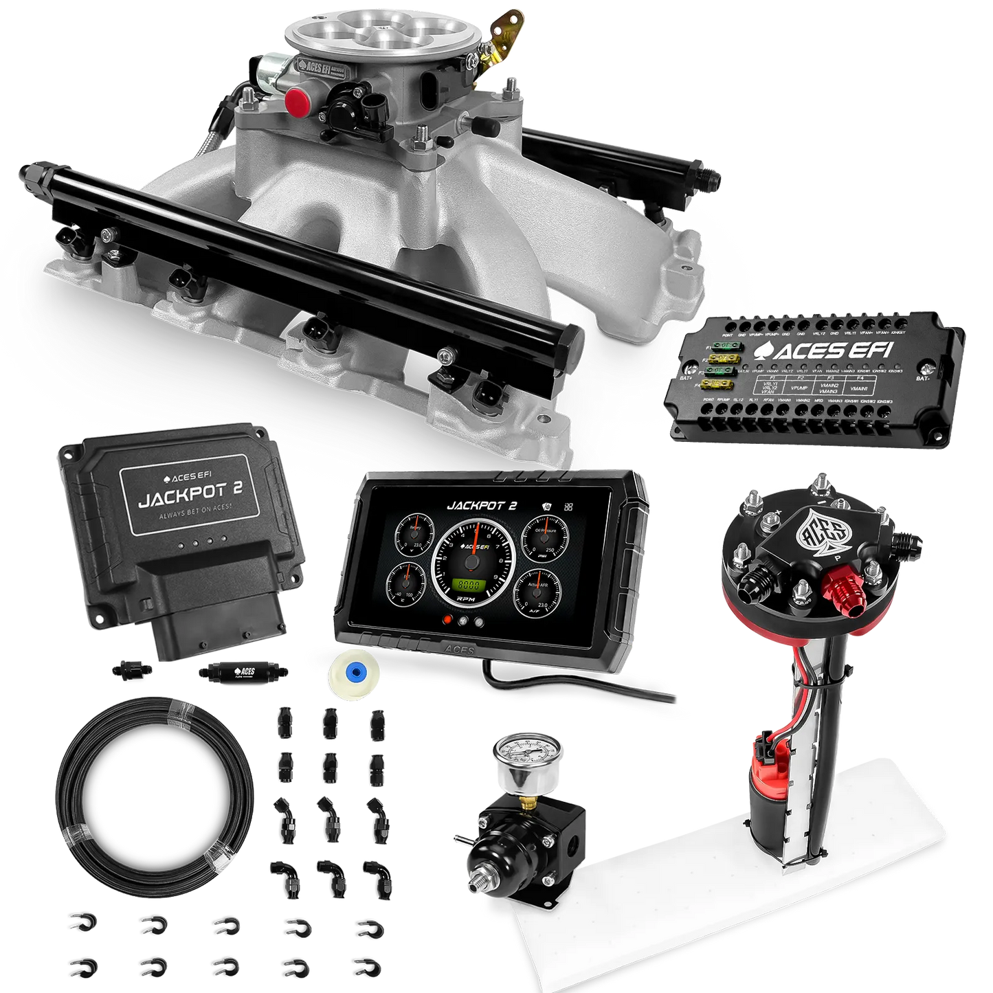 Jackpot 2 LS EFI System - Master Kit with Tight Fit In-Tank Pump Module + 40' PTFE Hose Kit