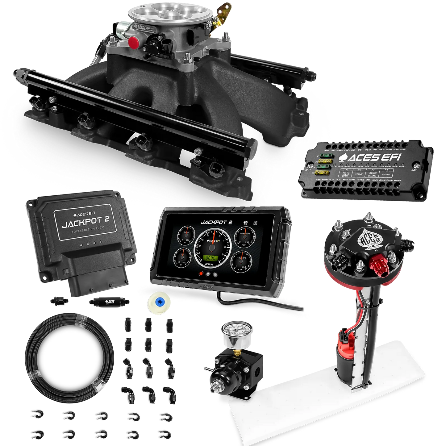 Jackpot 2 LS EFI System - Master Kit with Tight Fit In-Tank Pump Module + 40' PTFE Hose Kit