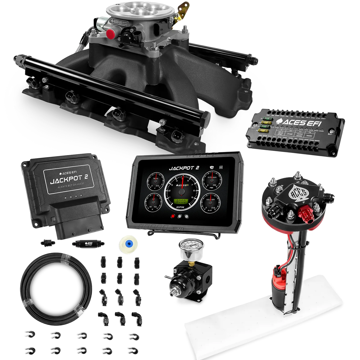 Jackpot 2 LS EFI System - Master Kit with Tight Fit In-Tank Pump Module + 40' PTFE Hose Kit