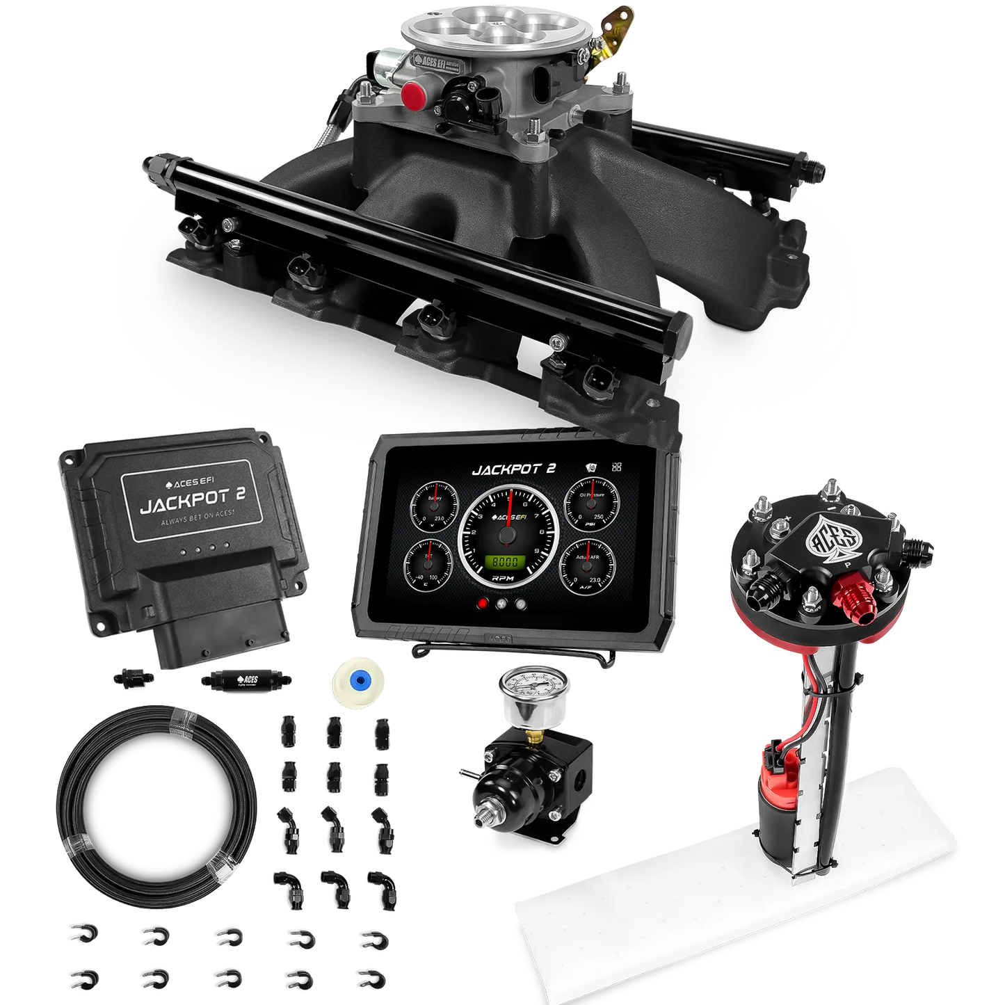 Jackpot 2 LS EFI System - Master Kit with Tight Fit In-Tank Pump Module + 40' PTFE Hose Kit