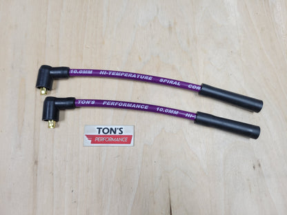 Ton's 10mm Silicone Plug Wires Harley Sportster 1988 - 2003 / PAIR OF SHORT WIRES FOR RELOCATED COIL