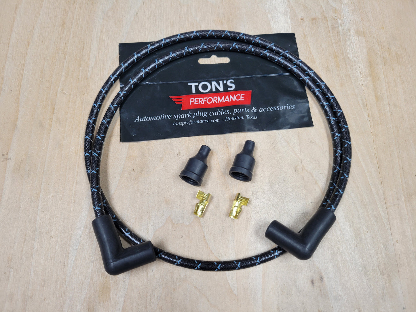Universal 48" 8mm Suppression Core Cloth Braided Spark Plug Wire kit - Motorcycle