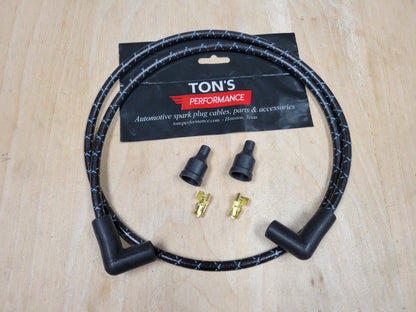 Universal 48" 8mm Suppression Core Cloth Braided Spark Plug Wire kit - Motorcycle