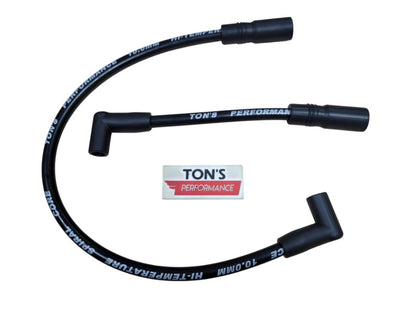 Ton's 10mm Spark Plug Wires - Harley Dyna Softail 1999 - 2017 / PAIR OF REPLACEMENT OEM LENGTH WIRES