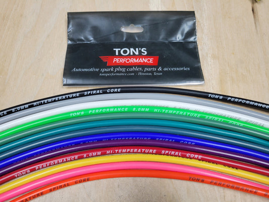 Ton's Performance 8mm Spiral Suppression Core 100% Silicone Spark Plug wire [Sold By The Foot]