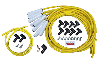 Ton's 8mm Spark Plug Wires White CERAMIC BOOT UNIVERSAL Ford/Chevy Small/Big Block