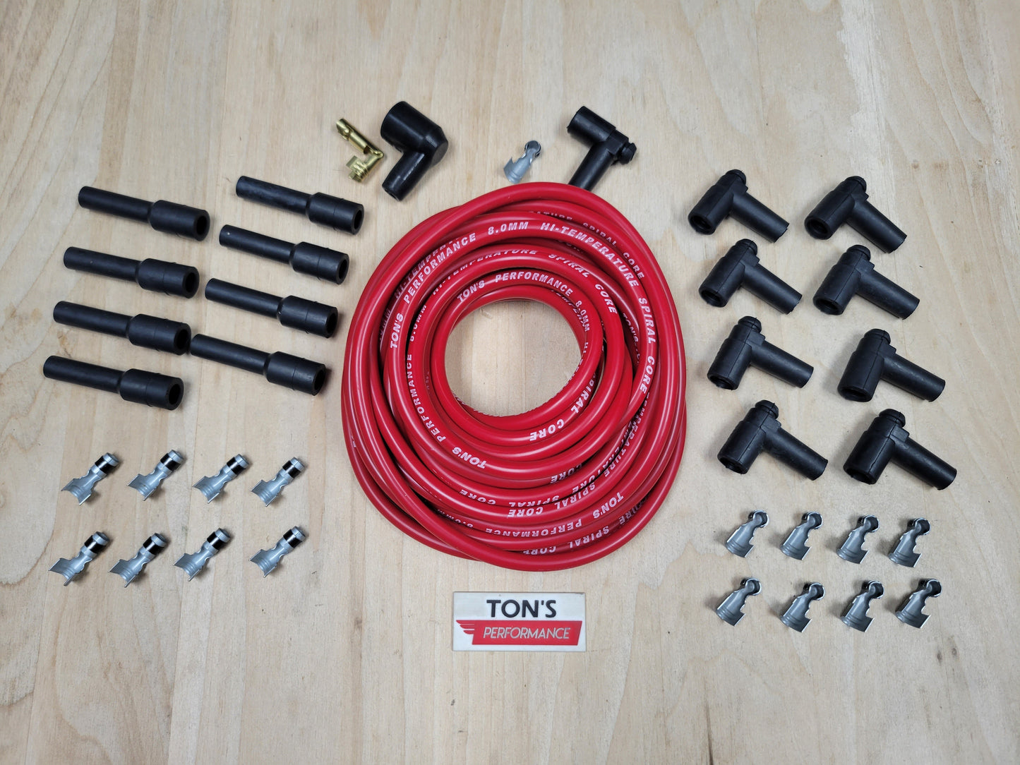 Ton's Performance Universal DIY 8mm Suppression Core Spark Plug Wire kit for V8 Points/HEI