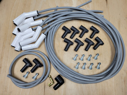 Ton's 8mm Spark Plug Wires White CERAMIC BOOT UNIVERSAL Ford/Chevy Small/Big Block