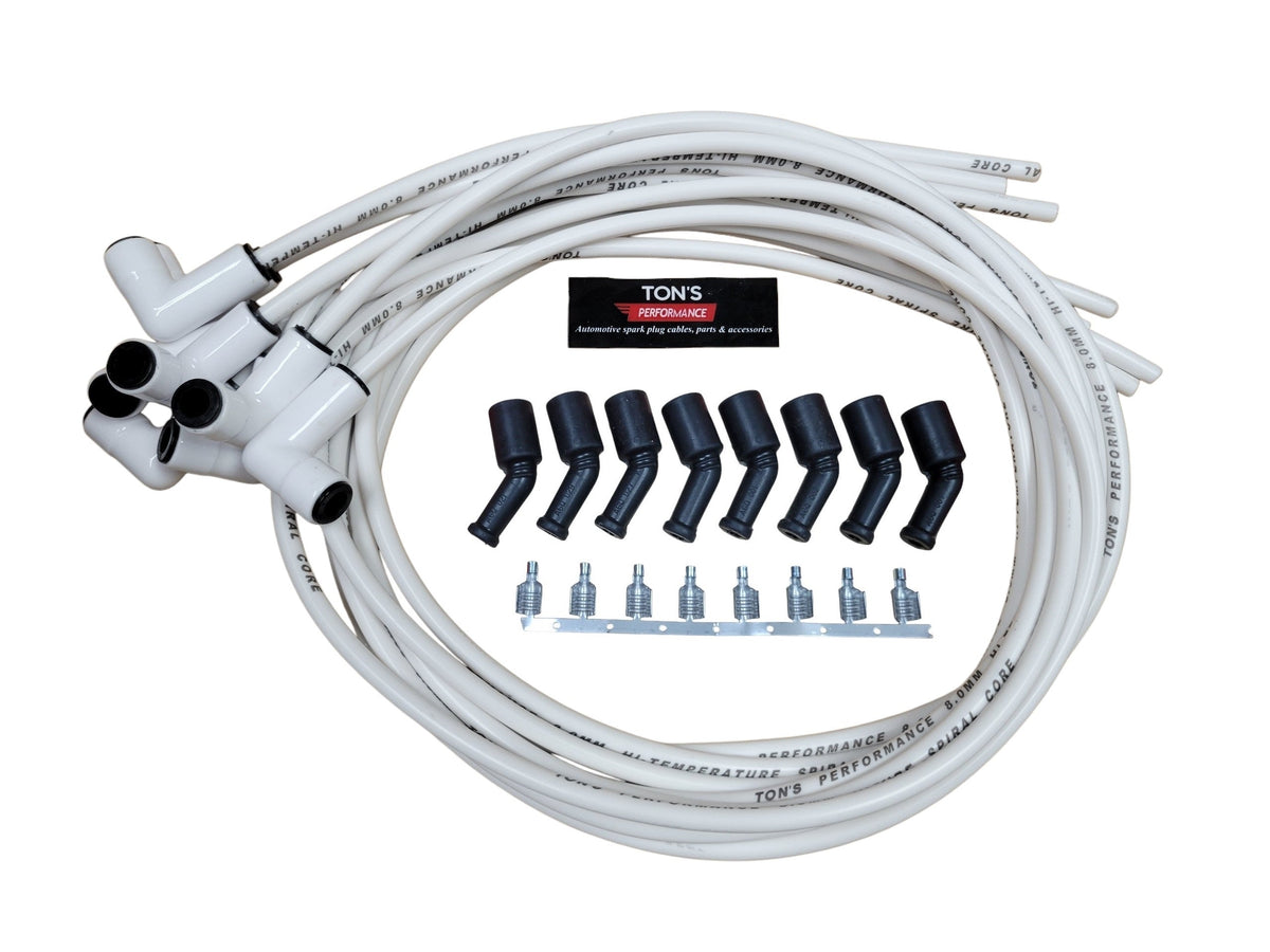 Ton's Spark Plug Wires White CERAMIC BOOT UNIVERSAL LS / LT Chevy GM 4.8L 5.3L 6.0L