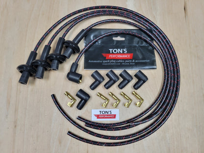 Universal 8mm Cloth Braided Spark Plug Ignition Wire Kit Aircooled VW Bug Spiral Core