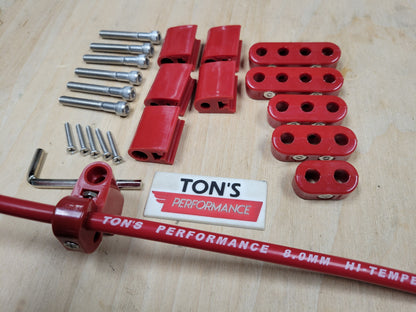 Ton's Performance Clamp-On Valve Cover, Vertical Wire Loom Separators for 7-8mm Ignition Cable