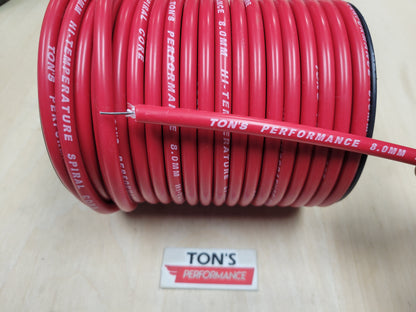 Ton's Performance 8mm Spiral Suppression Core 100% Silicone Spark Plug wire [Sold By The Foot]