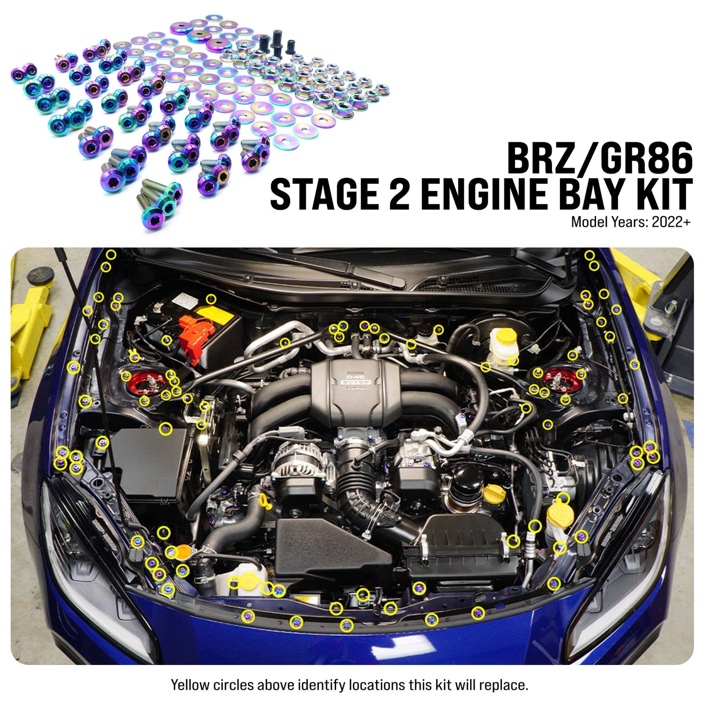 Stage 2 Titanium Hardware Engine Bay Kit - Toyota GR86/Subaru BRZ (2022+)