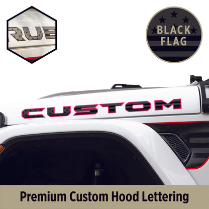 Premium Black Flag Hood Lettering | Set of 2