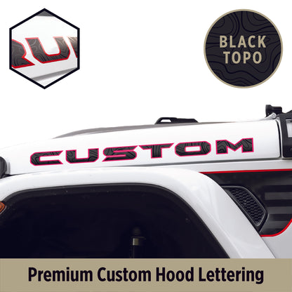 Premium Black Topo Hood Lettering | Set of 2
