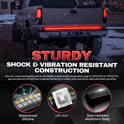 Redline Double Row LED Tailgate Light Bar with Reverse Light, Brake Light, Turn Signals and Hazard Light
