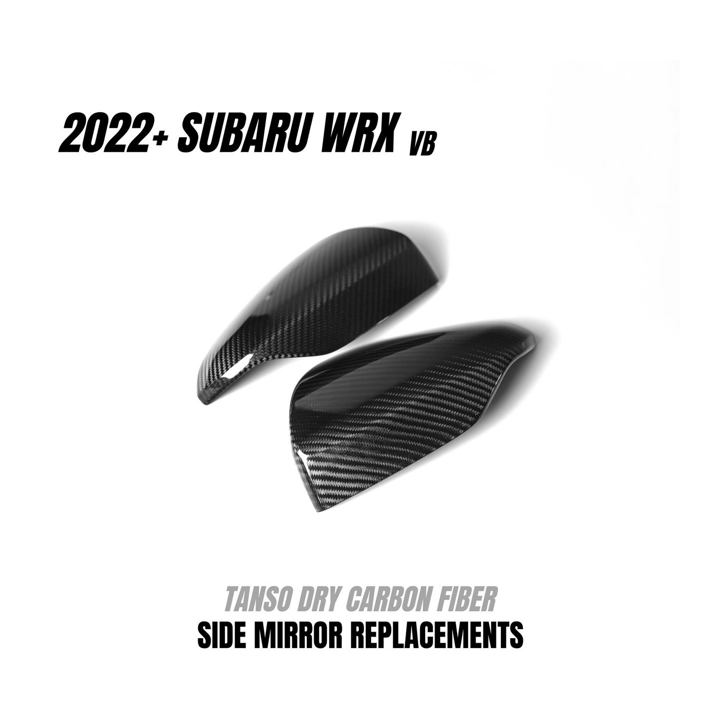 JDMuscle 22-24 Subaru WRX Tanso Dry Carbon Fiber Side Mirror Replacements w/ Gloss Finish